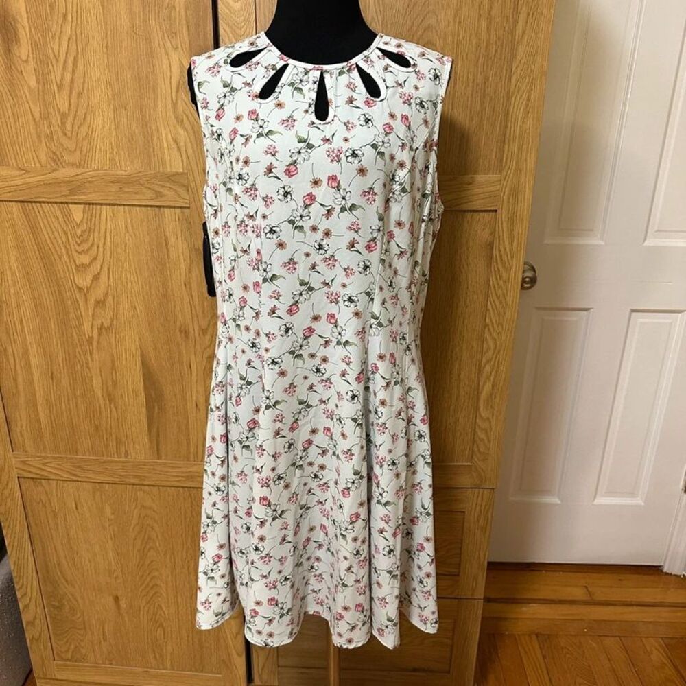 Danny & Nicole Floral Cutout Neckline Zip Back Midi a-line Dress 16